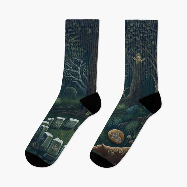 Item preview, Druidic Henge and deer in the forest beautiful fresco after William Morris designed and sold by Vintage Designs +.