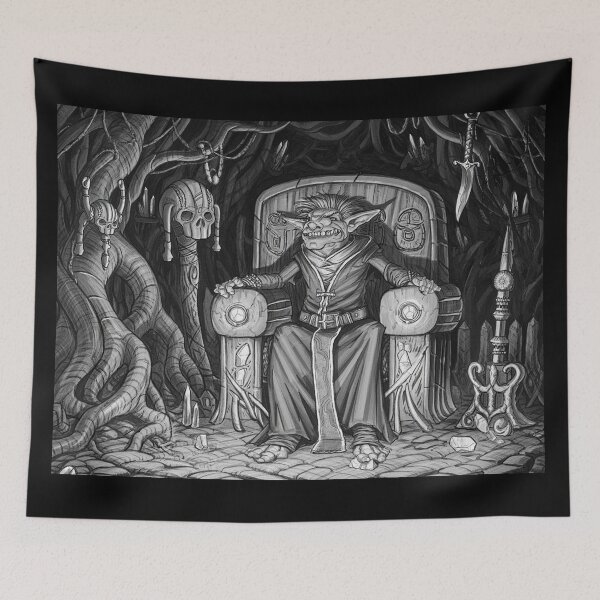 Item preview, The Goblin king sits on his throne illustration designed and sold by Vintage Designs +.