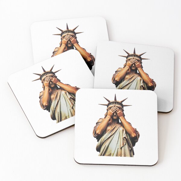 Item preview, Statue of Liberty covering her face in shame political chaos designed and sold by margamPagenberg.