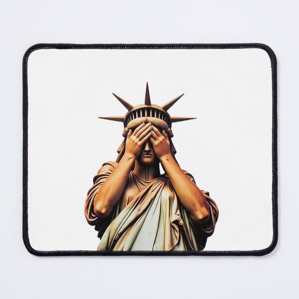 Item preview, Statue of Liberty covering her face in shame political chaos designed and sold by margamPagenberg.