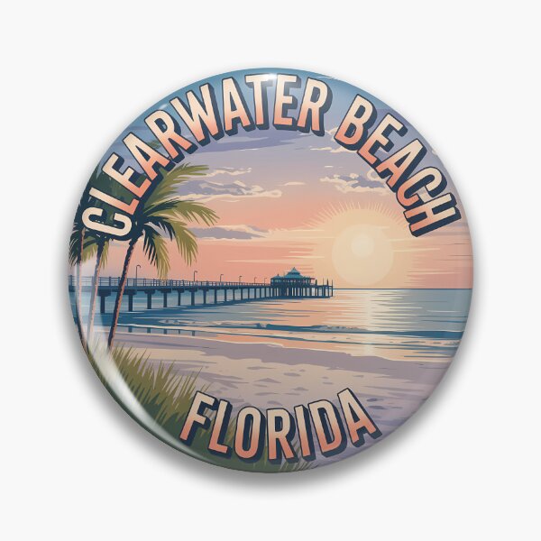 Item preview, Clearwater Beach Florida Retro Circle Sticker designed and sold by Horizon Tales.