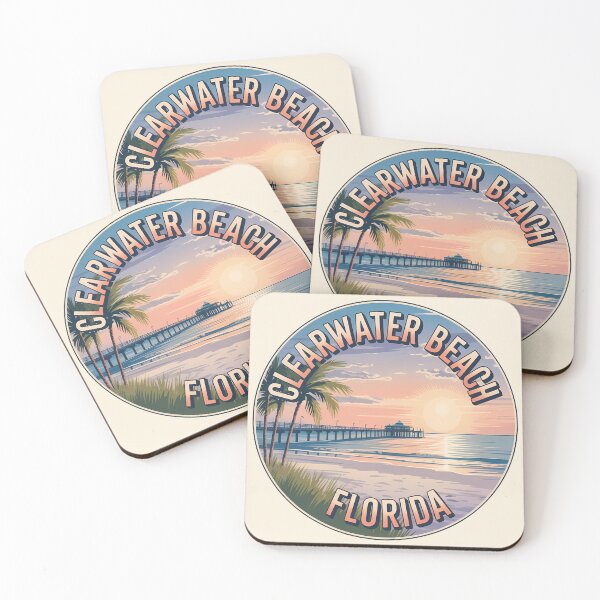 Item preview, Clearwater Beach Florida Retro Circle Sticker designed and sold by Horizon Tales.
