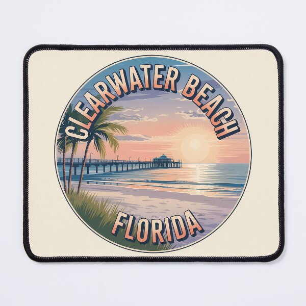 Item preview, Clearwater Beach Florida Retro Circle Sticker designed and sold by Horizon Tales.