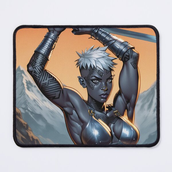 Item preview, Dark Elf Warrior woman with sword fantasy art illustration designed and sold by Vintage Designs +.