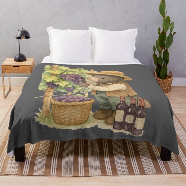 Item preview, Cute Mole harvesting grapes watercolor illustration designed and sold by BigBlueArt.