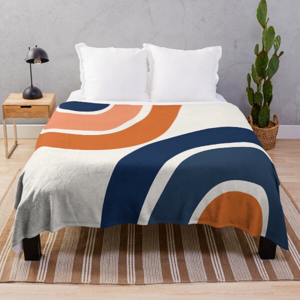 Item preview, Midcentury Modern Geometric Rainbow in Classy Navy Blue and Burnt Orange designed and sold by nineFlorals.