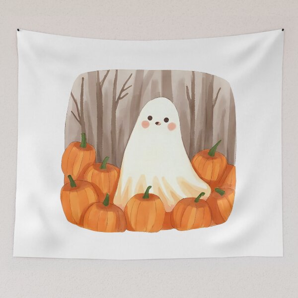 Item preview, Cute Ghost with Pumpkins – Kawaii Halloween designed and sold by Dream Magic Co.