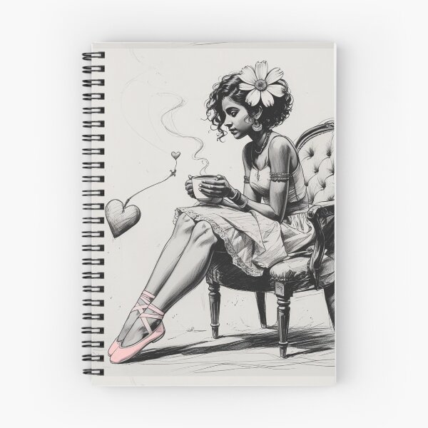 Item preview, Woman - Ballerina - Pink Pointe Shoes - Hot Coffee - Short Curly Hair - Heart  designed and sold by AlinaSCorner.