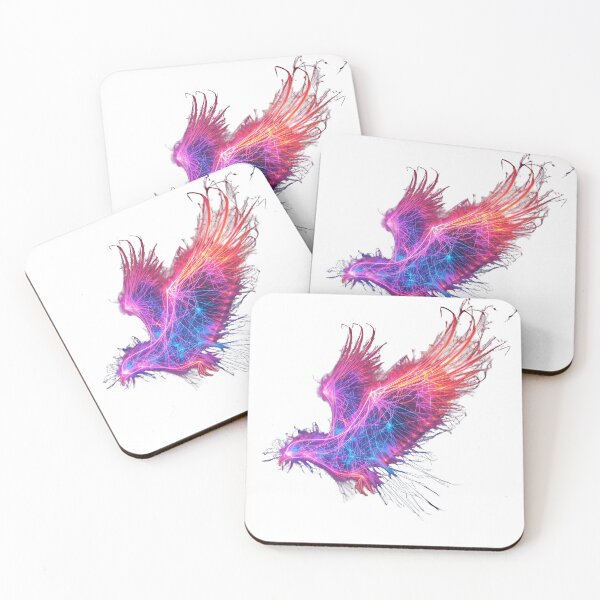 Item preview, Futuristic Light hawk  – Abstract Neon Fractal Energy Design designed and sold by NatureNookTees.