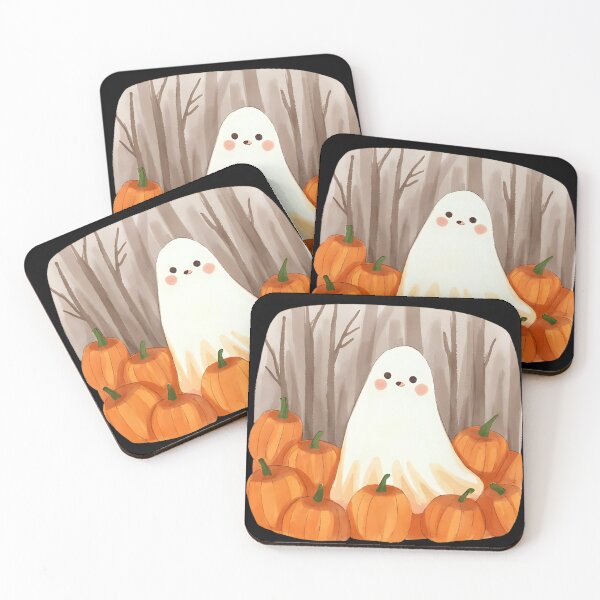 Item preview, Cute Ghost with Pumpkins black – Kawaii Halloween designed and sold by Dream Magic Co.