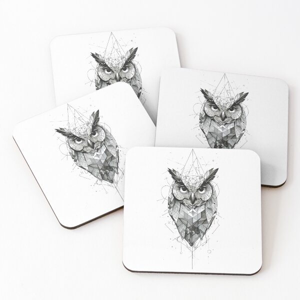 Item preview, Abstract Low-Poly Owl Drawing Blackwork Art designed and sold by Pearlsiwa.