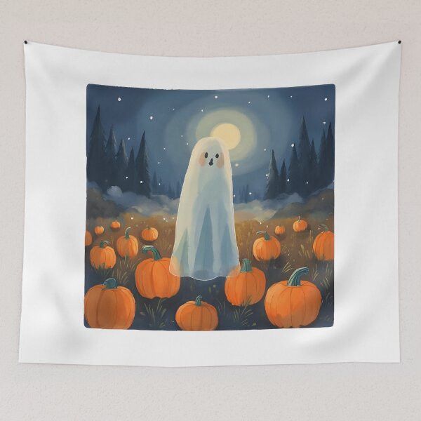Item preview, Glowing Ghost in Pumpkin Field – Spooky Aesthetic designed and sold by Dream Magic Co.