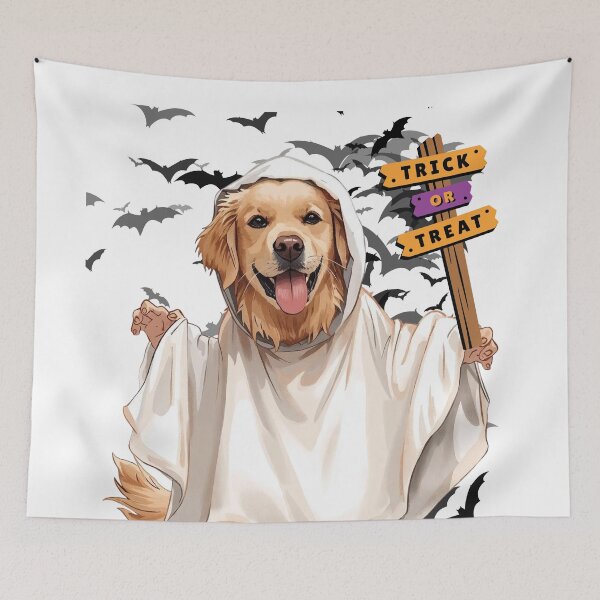 Item preview, Cute Halloween Dog Illustration – Puppy Ghost designed and sold by KikaDP.