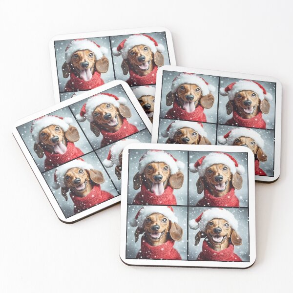 Item preview, Dachshund in Santa Hat Christmas Photobooth designed and sold by RockFireMerch.