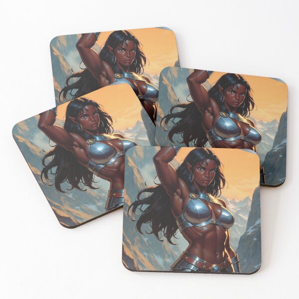 Item preview, Black Warrior woman with sword fantasy art illustration designed and sold by Vintage Designs +.