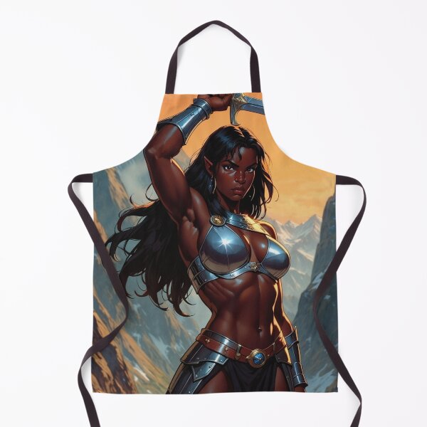 Item preview, Black Warrior woman with sword fantasy art illustration designed and sold by Vintage Designs +.