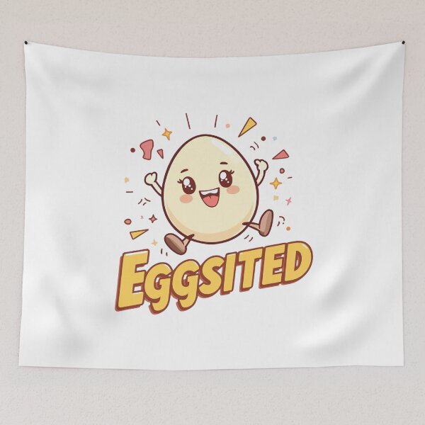 Artikelvorschau, Eggsited Cartoon | Kawaii Aufgeregtes Ei entworfen und verkauft von Mr.Egg Shop.