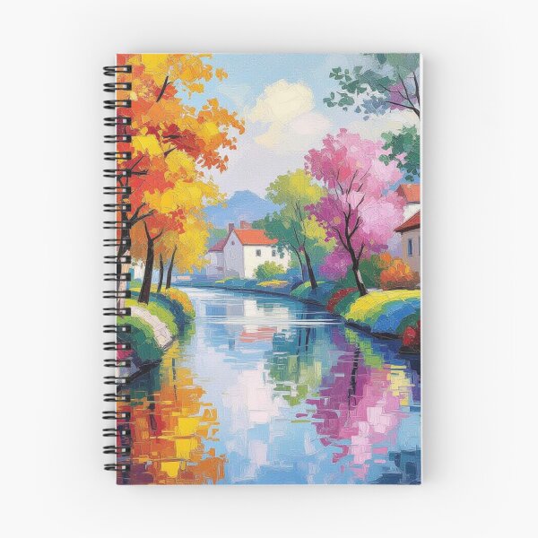 Item preview, River Village – happy little trees, blooming colors & peaceful skies designed and sold by FotoworldEdel.
