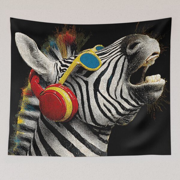 Item preview, Cool Zebra with Headphones and Shades designed and sold by CrunchyGoats.