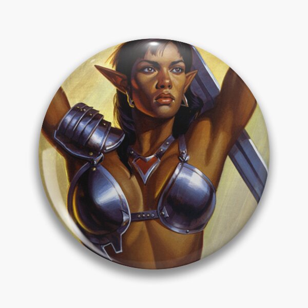 Item preview,  Dark Elf Warrior woman with sword fantasy art illustration designed and sold by Vintage Designs +.