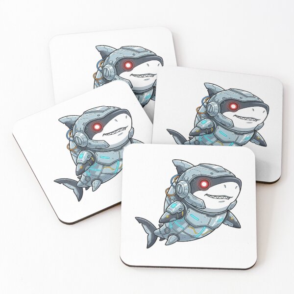 Item preview, Futuristic Cyberpunk Shark - Cute Robot Shark Character designed and sold by sanjustudio.