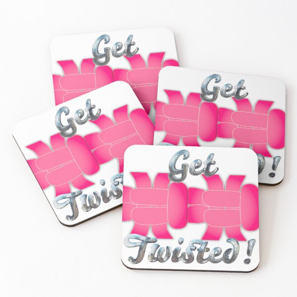 Item preview, Get Twisted! Glittery - Pink-Cream on White - Right Facing Square Knot designed and sold by Kate Anderson Art.