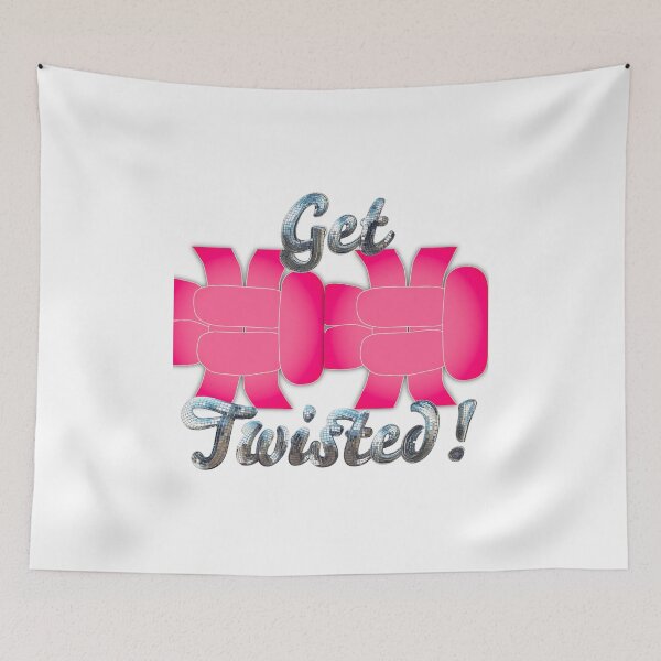 Item preview, Get Twisted! Glittery - Pink-Cream on White - Right Facing Square Knot designed and sold by Kate Anderson Art.