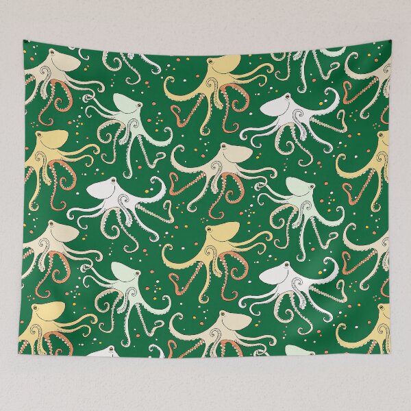 Item preview, happy octopus on green designed and sold by kobyakov.