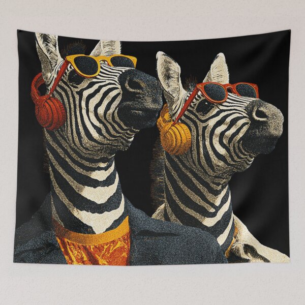 Item preview, Cool Zebra Fashion Duo in Dotwork Art designed and sold by CrunchyGoats.