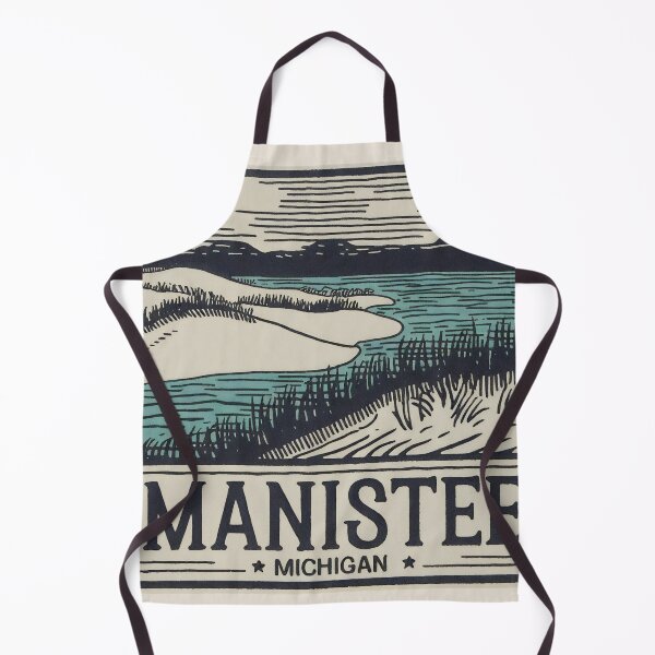 Item preview, Manistee Michigan Vintage Woodcut Style Dune Art designed and sold by TheOldMittenIllustrated.