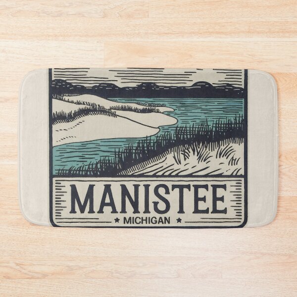 Item preview, Manistee Michigan Vintage Woodcut Style Dune Art designed and sold by TheOldMittenIllustrated.