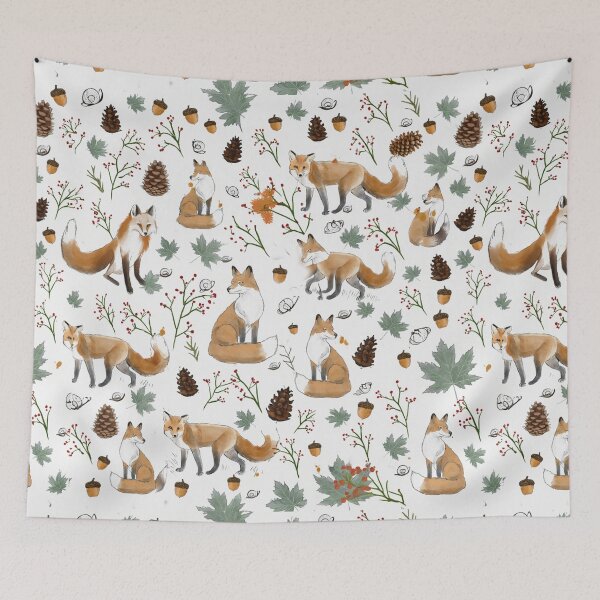 Item preview, Fox in the woodland pattern design designed and sold by Vintage Designs +.