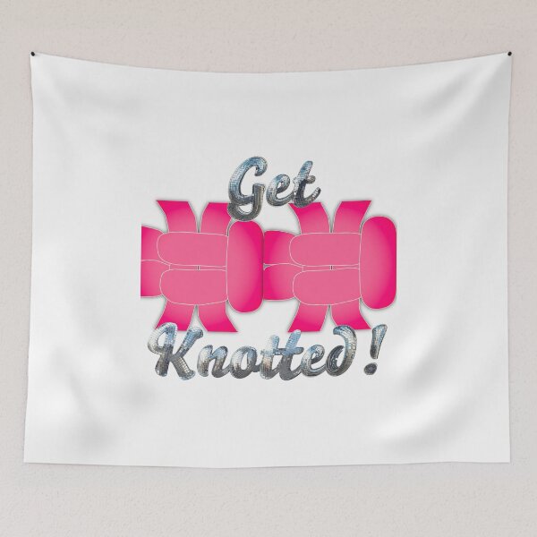 Item preview, Get Knotted! Glittery Pink-Cream on White - Right Facing Square Knot designed and sold by Kate Anderson Art.