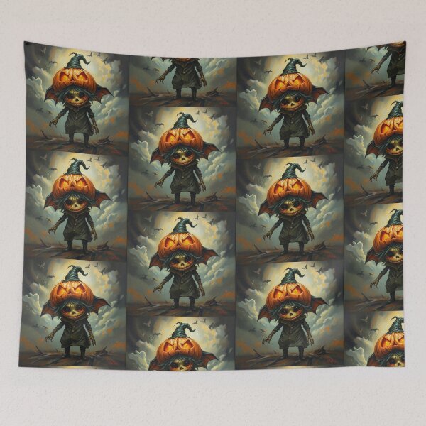 Item preview, Halloween Cute creepy Pumpkin child character art illustration kawaii trick or treat designed and sold by Vintage Designs +.