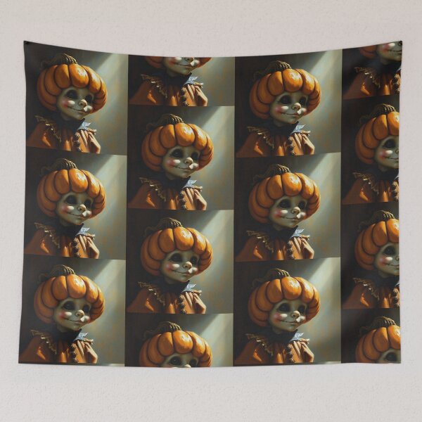Item preview, Halloween Cute creepy Pumpkin child character art illustration kawaii trick or treat designed and sold by Vintage Designs +.