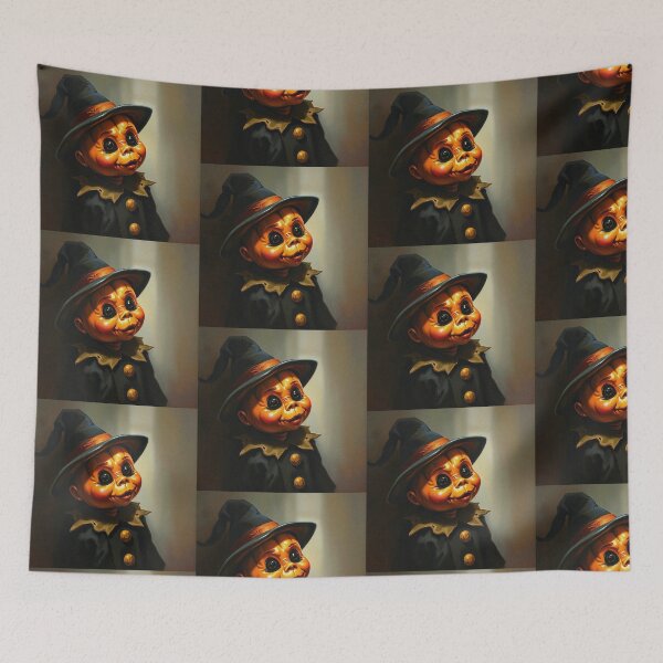 Item preview,  Halloween Cute creepy Pumpkin child character art illustration kawaii trick or treat designed and sold by Vintage Designs +.