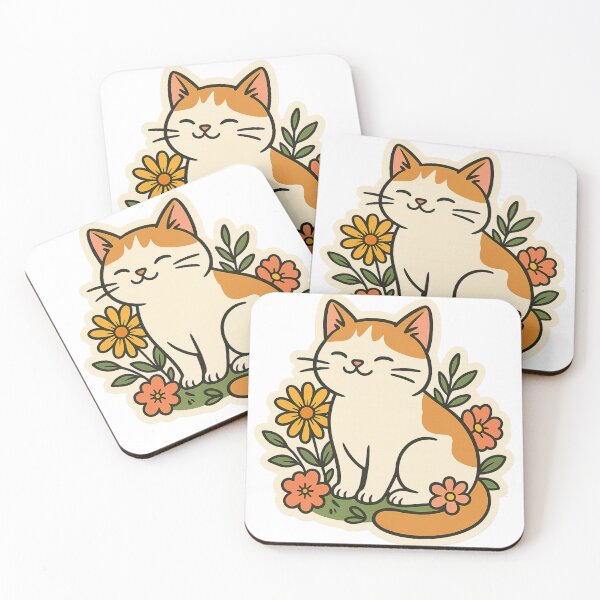 Item preview, Cute Cat with Flowers Sticker designed and sold by  ADBIB Design.