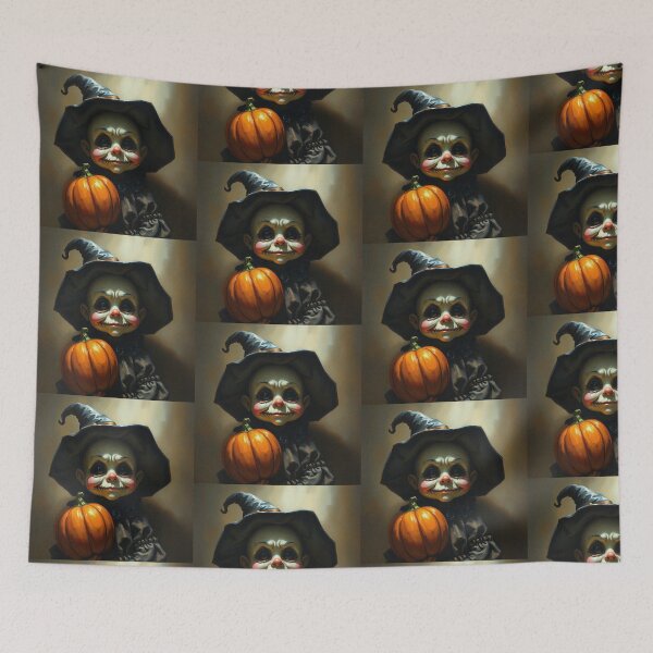 Item preview,  Halloween Cute creepy Pumpkin child character art illustration kawaii trick or treat designed and sold by Vintage Designs +.