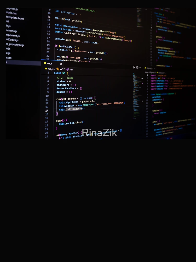 Thumbnail 4 of 4, Boxy T-Shirt, Developer screen with code on dark background, JavaScript programming language. designed and sold by RinaZik.
