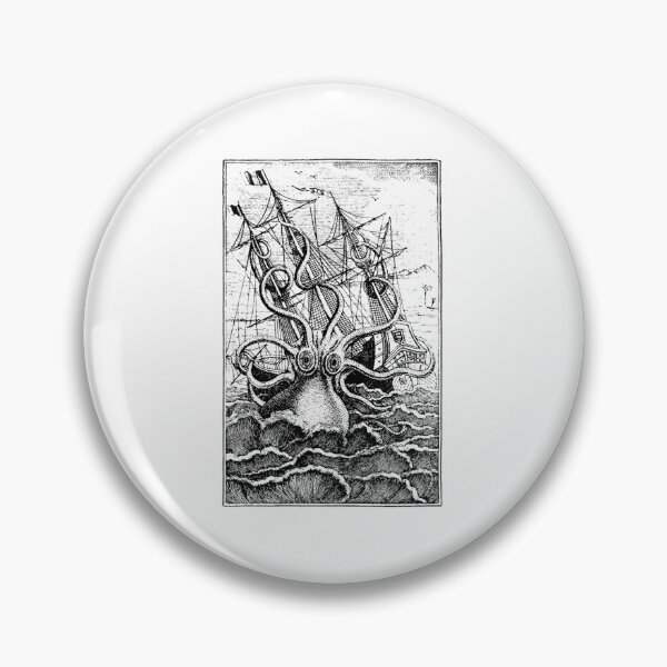 Item preview, Vintage Kraken attacking ship illustration  	 designed and sold by ebzmibxeyg99.