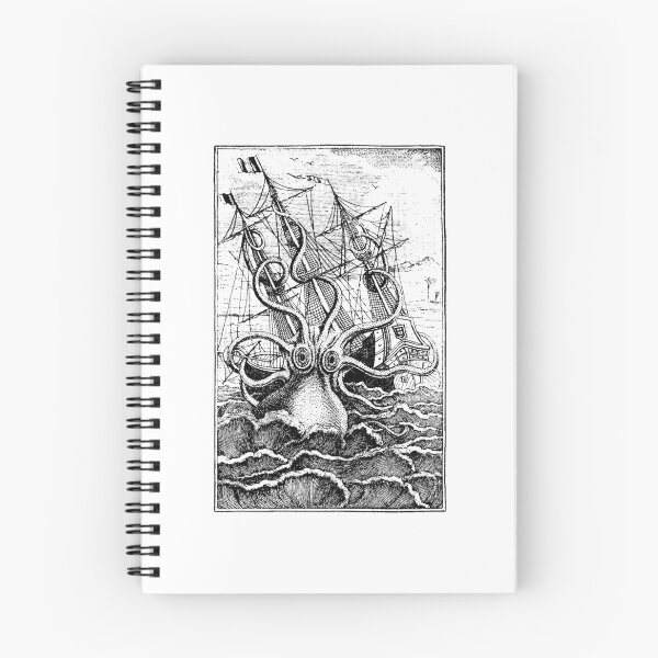Item preview, Vintage Kraken attacking ship illustration  	 designed and sold by ebzmibxeyg99.