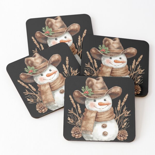 Item preview, Country Christmas Snowman Illustration | Cowboy Hat Snowman Rustic Holiday Design For Clothing & Accessories designed and sold by KimmiesColors.