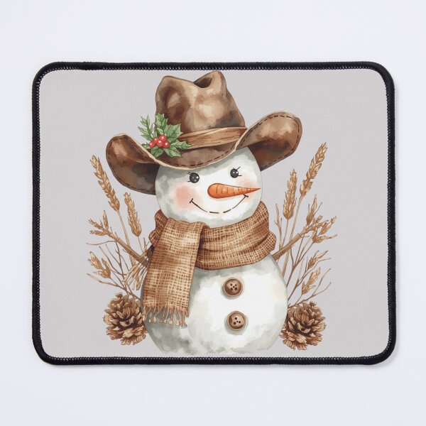 Item preview, Country Christmas Snowman Illustration | Cowboy Hat Snowman Rustic Holiday Design For Clothing & Accessories designed and sold by KimmiesColors.