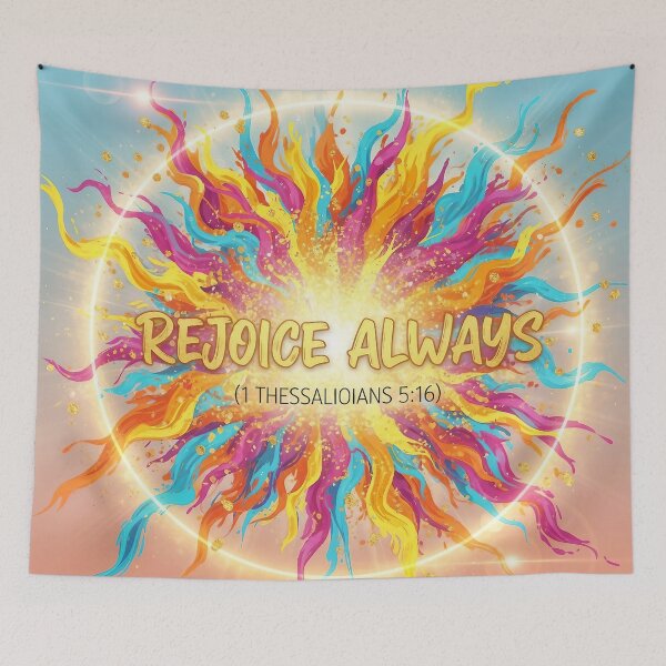 Item preview, Colourful Rejoice Always Christian Bible Verse Artwork. designed and sold by loveandlightrb.