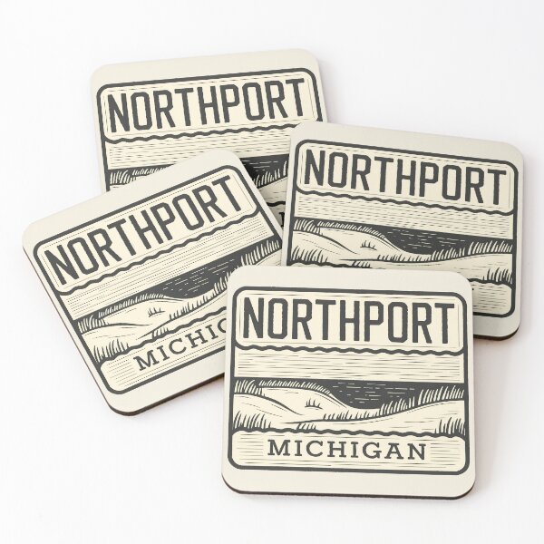 Item preview, Northport Michigan Vintage Woodcut Style Dune Art designed and sold by TheOldMittenIllustrated.
