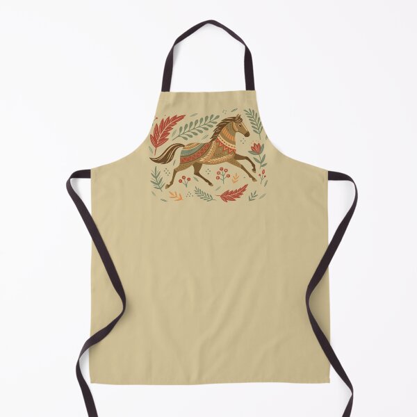 Item preview, Folk-Art style boho horse. Running horses floral pattern. designed and sold by iclipart.