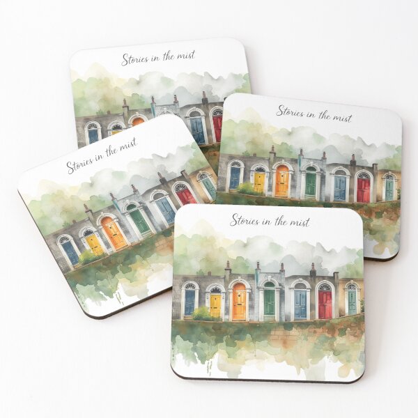Item preview, Colorful Dublin doors in bohemian watercolor designed and sold by StormArte.