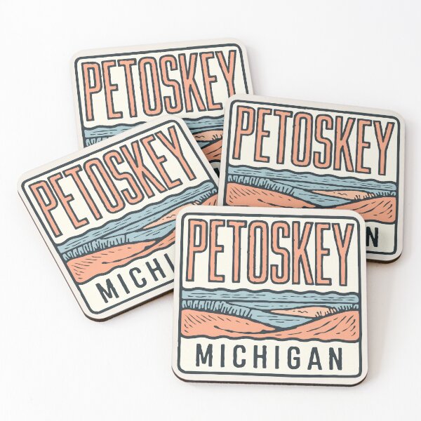 Item preview, Petoskey Michigan Vintage Woodcut Style Dune Art designed and sold by TheOldMittenIllustrated.
