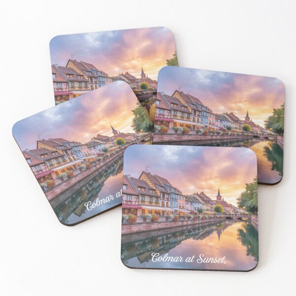 Item preview, Colmar at Sunset | Romantic France Travel Poster & Sticker designed and sold by Timeless Design.