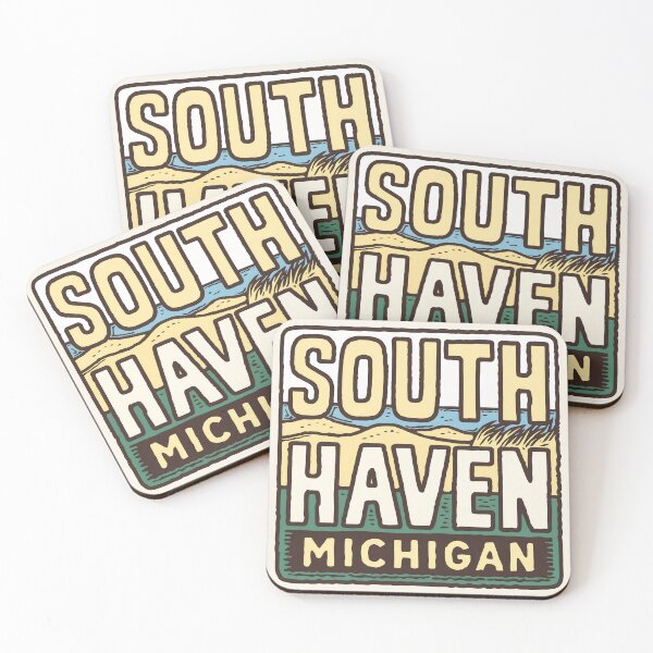 Item preview, South Haven Michigan Vintage Woodcut Style Dune Art designed and sold by TheOldMittenIllustrated.